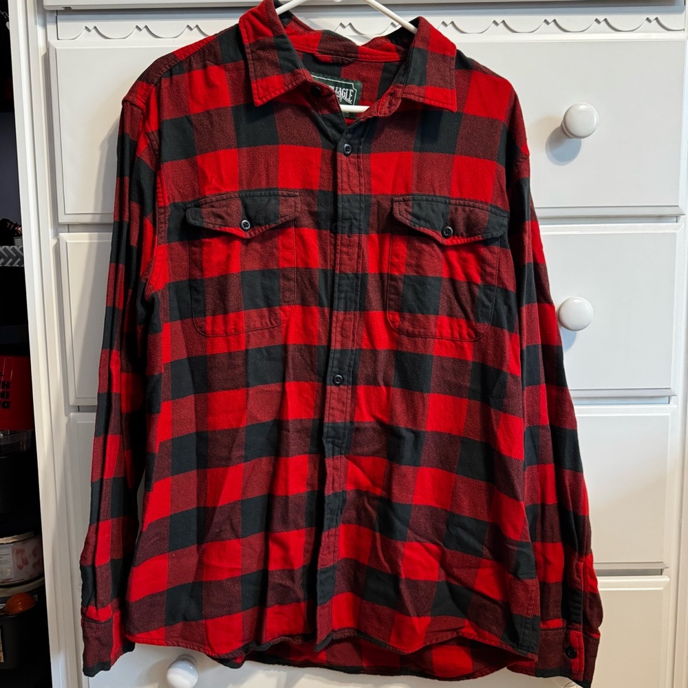 American Eagle Outfitters Red and Black Plaid Shirt